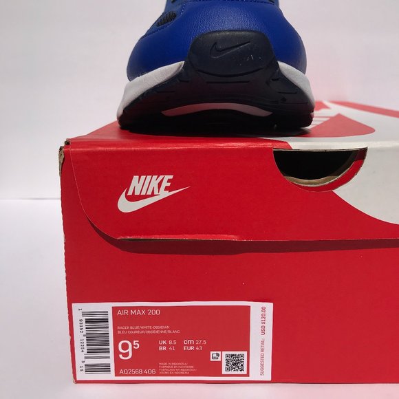 MEN AIR MAX 200 RACER BLUE/WHITE OBSIDIAN - Picture 10 of 12